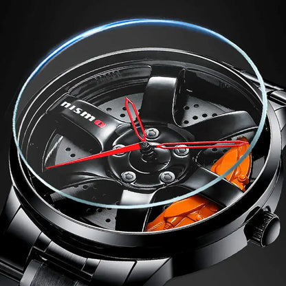 Montre NIBOSI Super Car Rim Hub Waterproof watch with stainless steel band and unique car rim design on dial