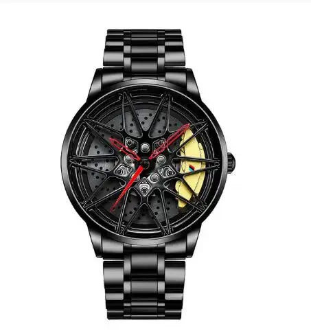 NIBOSI Super Car Rim Hub waterproof watch with stainless steel band and unique design, limited edition quartz movement, model NIBOSI 8206