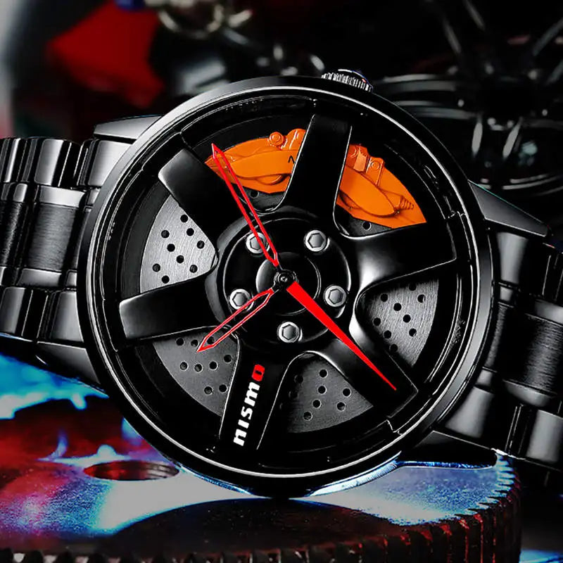 Montre NIBOSI Super Car Rim Hub Waterproof, Limited Edition, Stainless Steel Band, Quartz Movement, 3Bar Water Resistant