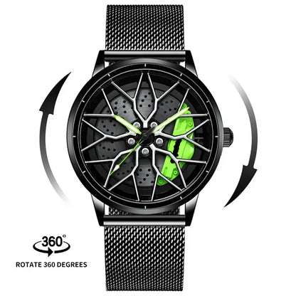 SVJ Montre Homme Quartz Sport 3D Étanche avec Bracelet en Acier Inoxydable - Vue Rotative à 360 Degrés