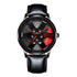 Montres en acier pour hommes 2024 sport et militaire avec cadran noir, aiguilles rouges et bracelet en acier inoxydable noir